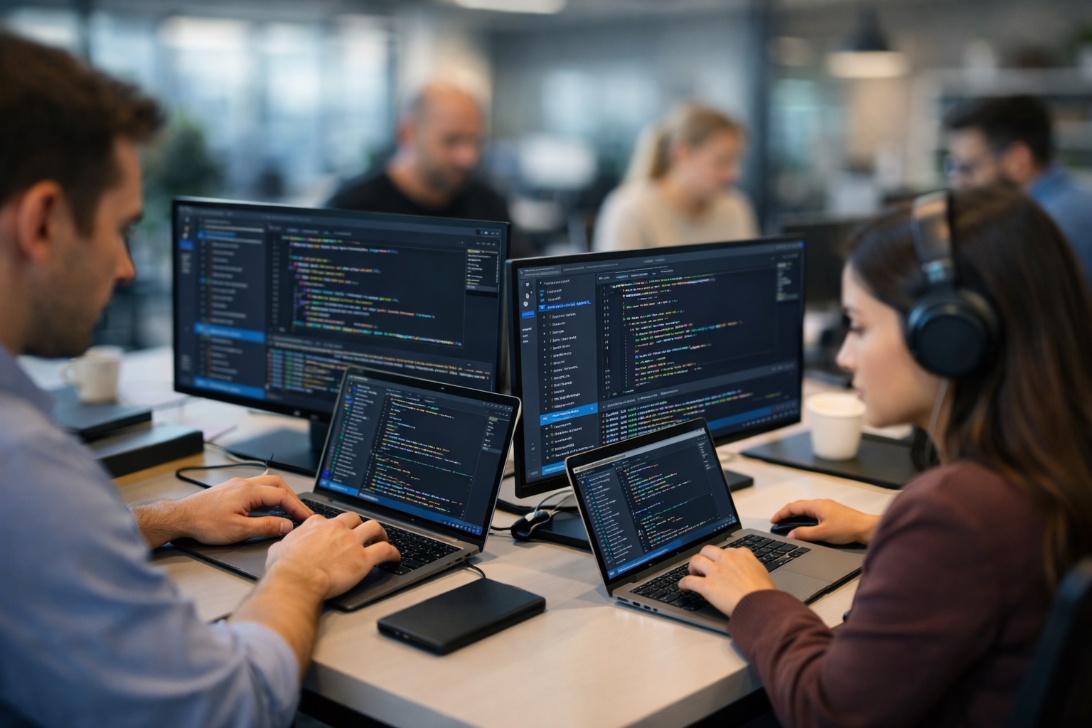 Equipo de desarrollo trabajando